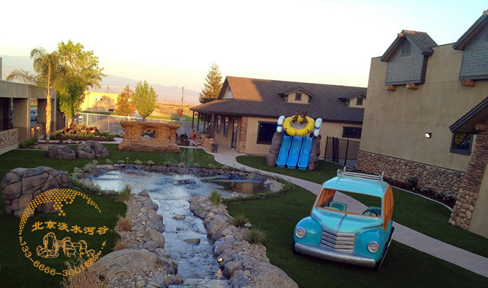 水泥直塑仿真假山裝飾兒童樂園滑梯－美觀實(shí)用相結(jié)合