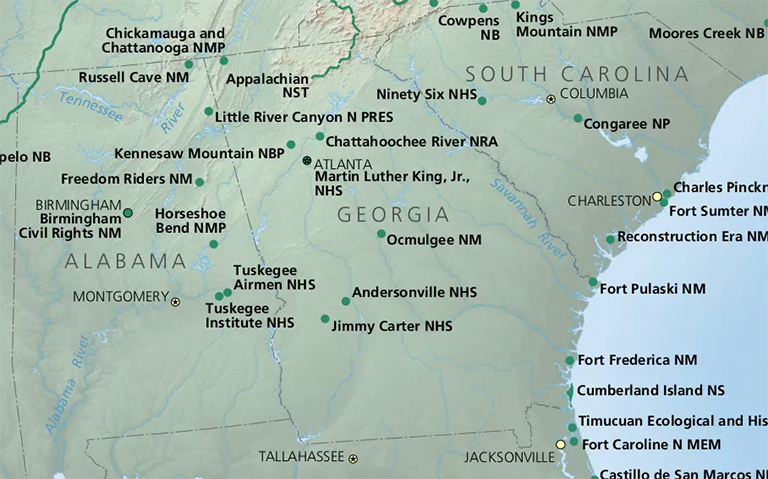 佐治亞州國家公園的美國國家公園服務(wù)地圖.jpg 佐治亞州國家公園的美國國家公園服務(wù)地圖