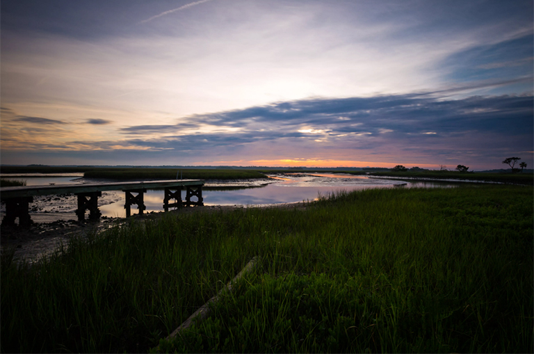 在佛羅里達(dá)州杰克遜維爾的雪松點(diǎn)美麗的日出