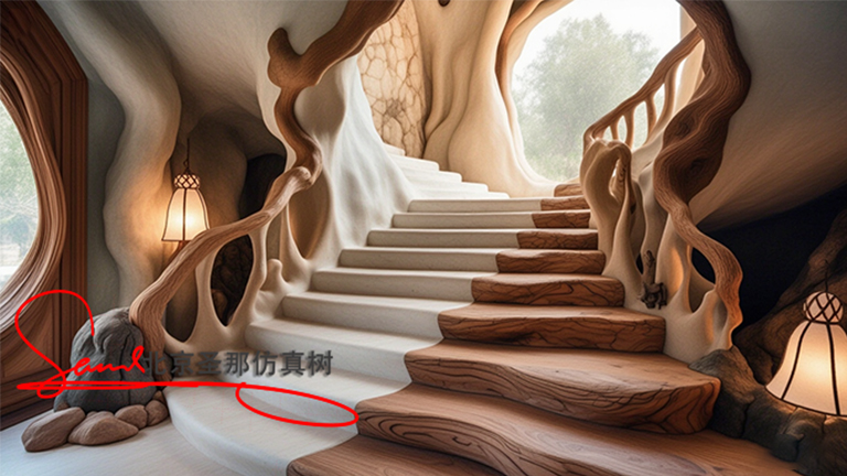 水泥仿木樓梯.jpg 水泥仿木樓梯