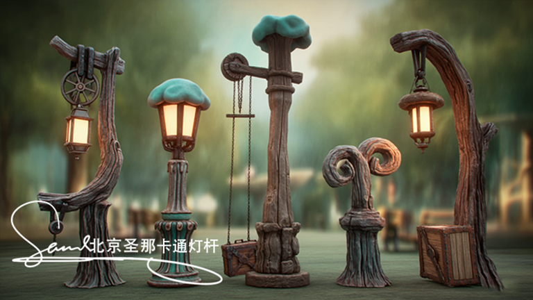 水泥仿木燈桿